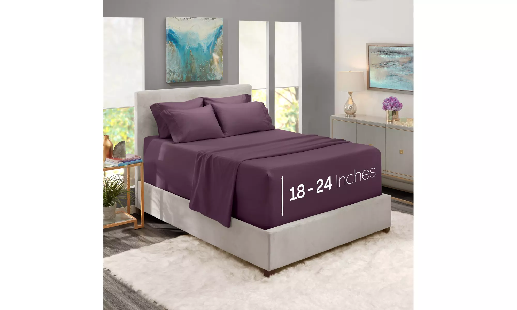 Nestl Extra Deep Pocket Sheets - 18-24 Inch Fitted Bed Sheet Set - 6 Piece