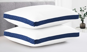 2Pack Gusseted Pillows - Microfiber Breathable Down Bed Pillow Pair by Lux Decor