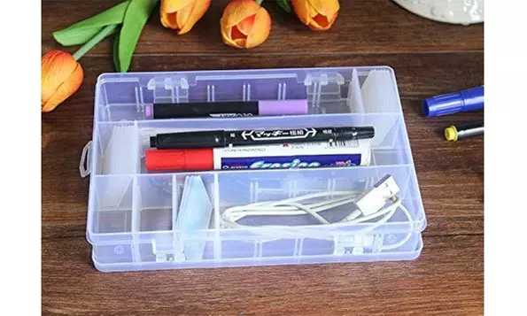 2-Pack 24 Grids Plastic Storage Box Jewelry Earring Tool Containers Organizer