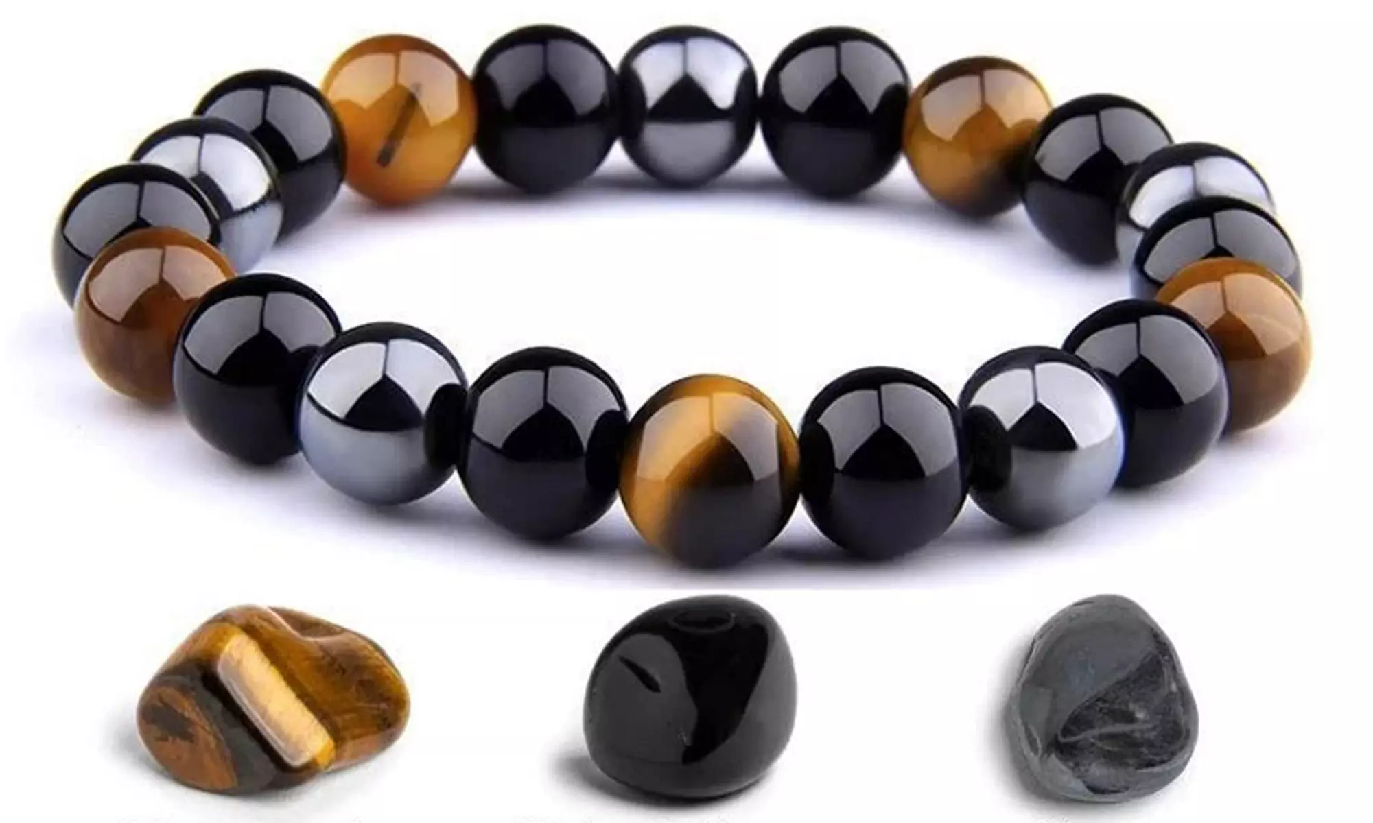 Tiger Eye Hematite Bracelet for Men and Women  - Primary Image