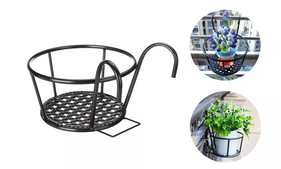 Iron Art Hanging Baskets Holder Flowers Rack Home Balcony Fence Planter