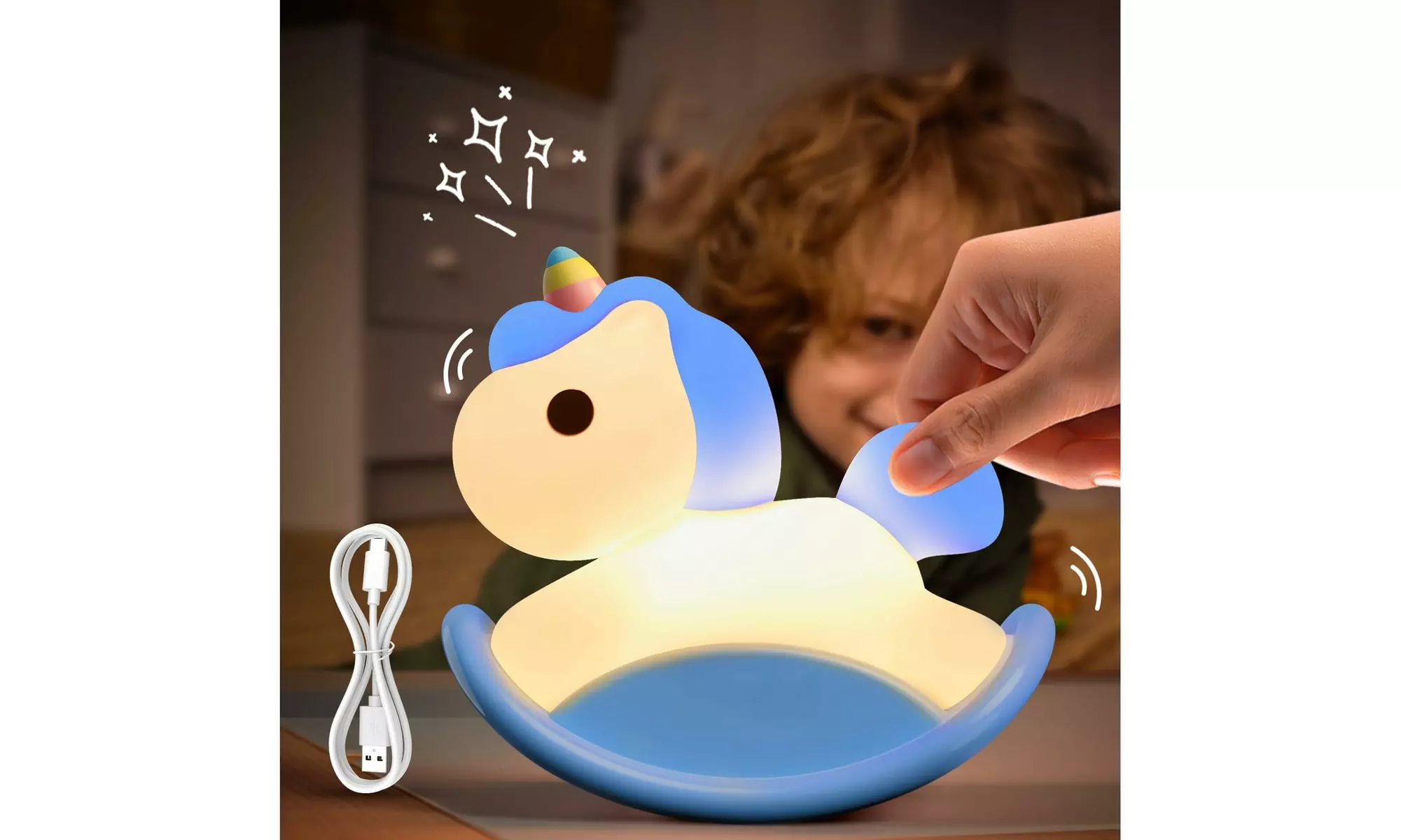 Kidstan Unicorn Rocking Horse Touch Night Light for Kids 1200mAH