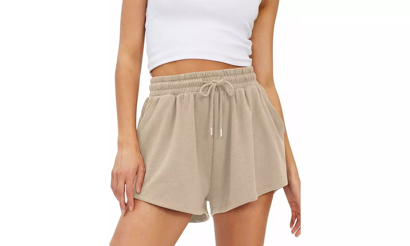 LESIES Womens Elastic Waist Sweat Shorts Active Shorts Workout Shorts