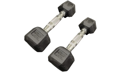 Rubber Coated Hexagon Dumbbells - Set Of 2 3lb