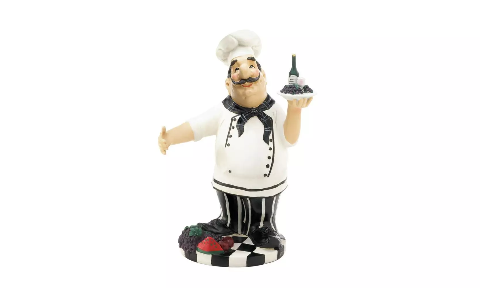 Detailed Charming Old World Chef Tabletop Wine Bottle Holder Statue 11.8" tall - Primary Image
