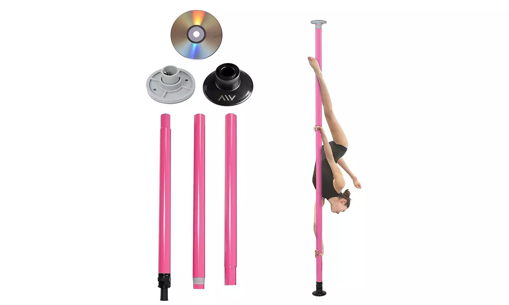 Dance Pole Full Kit Portable Stripper Exercise Fitness Club Party Pink - Primary Image
