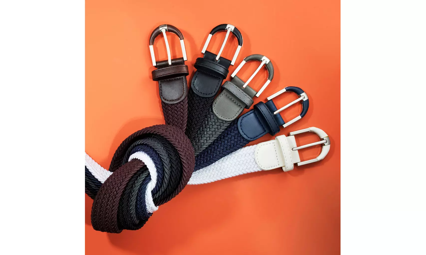 Mio Marino Casual Weave Braided Stretch Belt for Men and Women - Primary Image