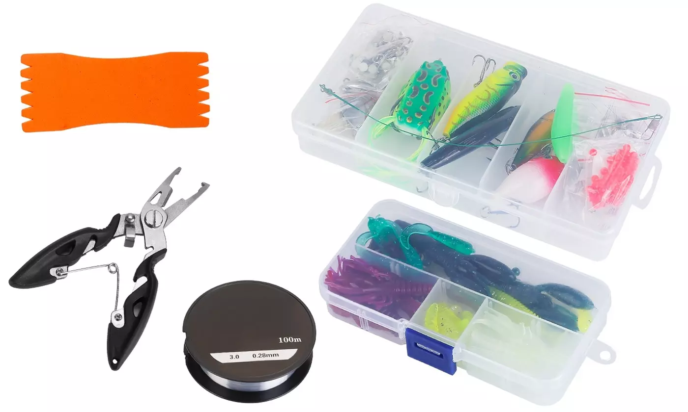LakeForest Fishing Lures Kit Soft & Hard Bait Animated Lures Tackle Box (383pcs) - Second Medium