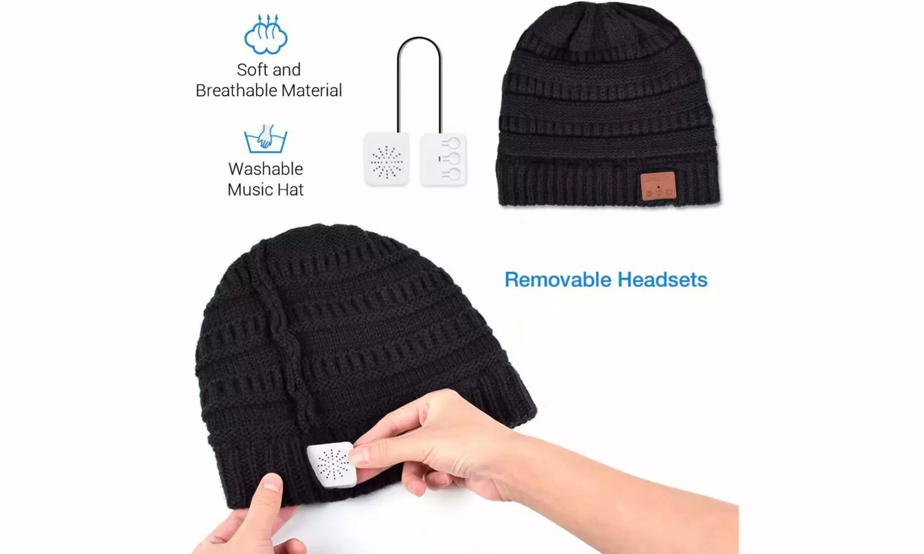 Wireless Bluetooth Beanie Music Hat Headphones with New Lighted Hat Options - Primary Image