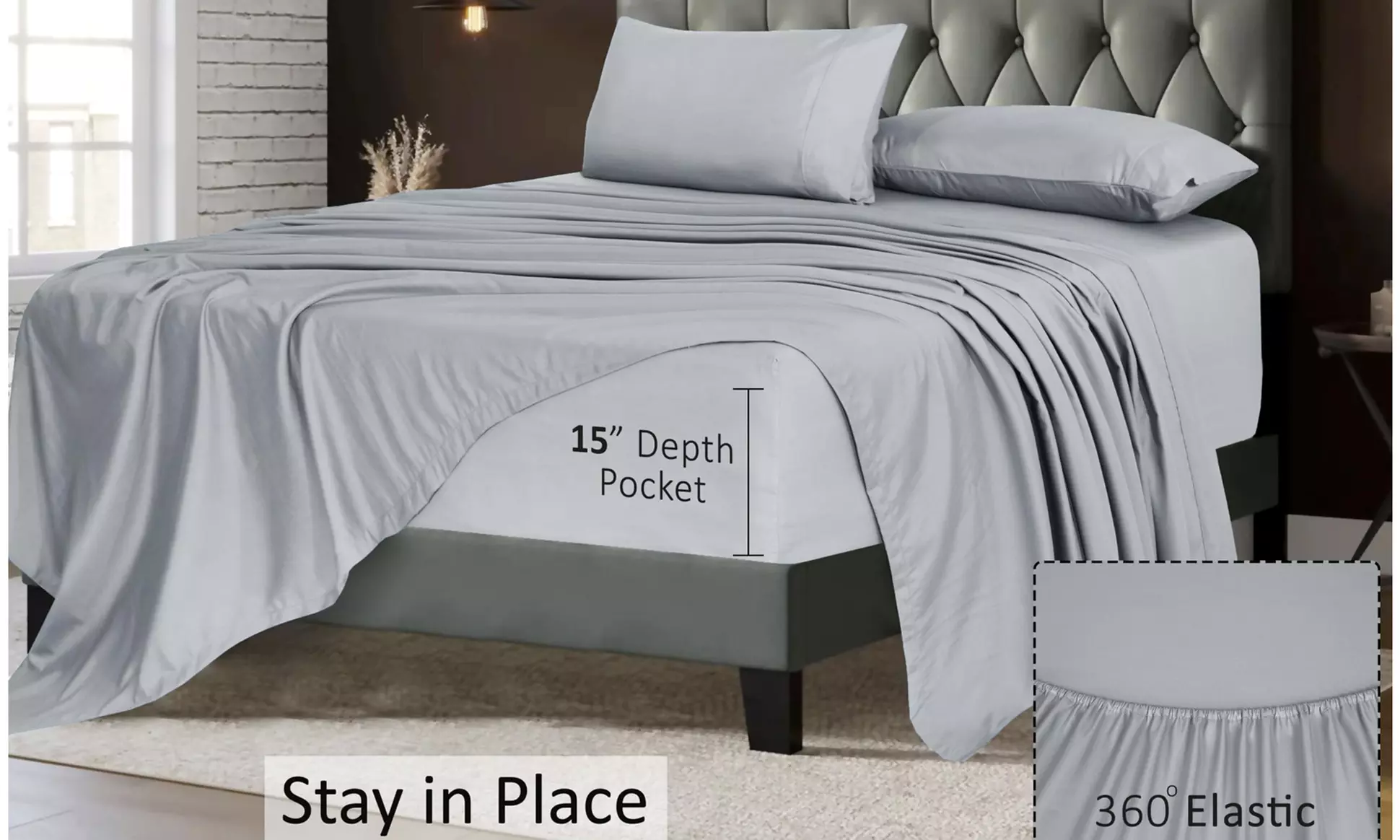 Ruvanti 1800 Series 4 Piece Microfiber Bed Sheet Set Soft Deep Pocket Sheet
