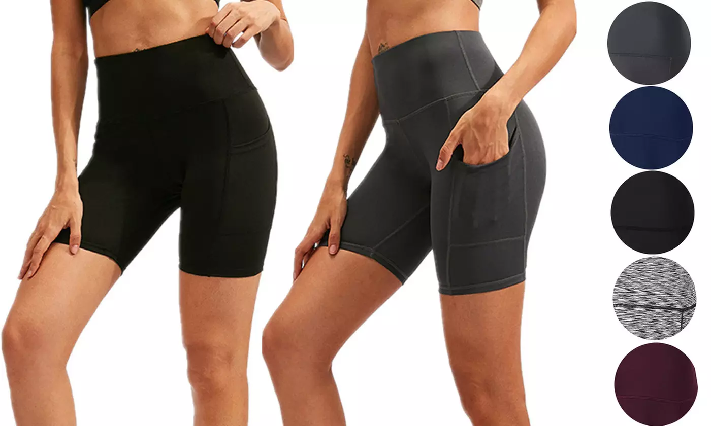 Women's High Waist Biker Shorts  with Phone Pocket