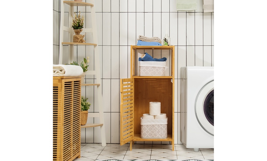 Up To 50% Off on Costway Bamboo Bathroom Stora... | Groupon Goods