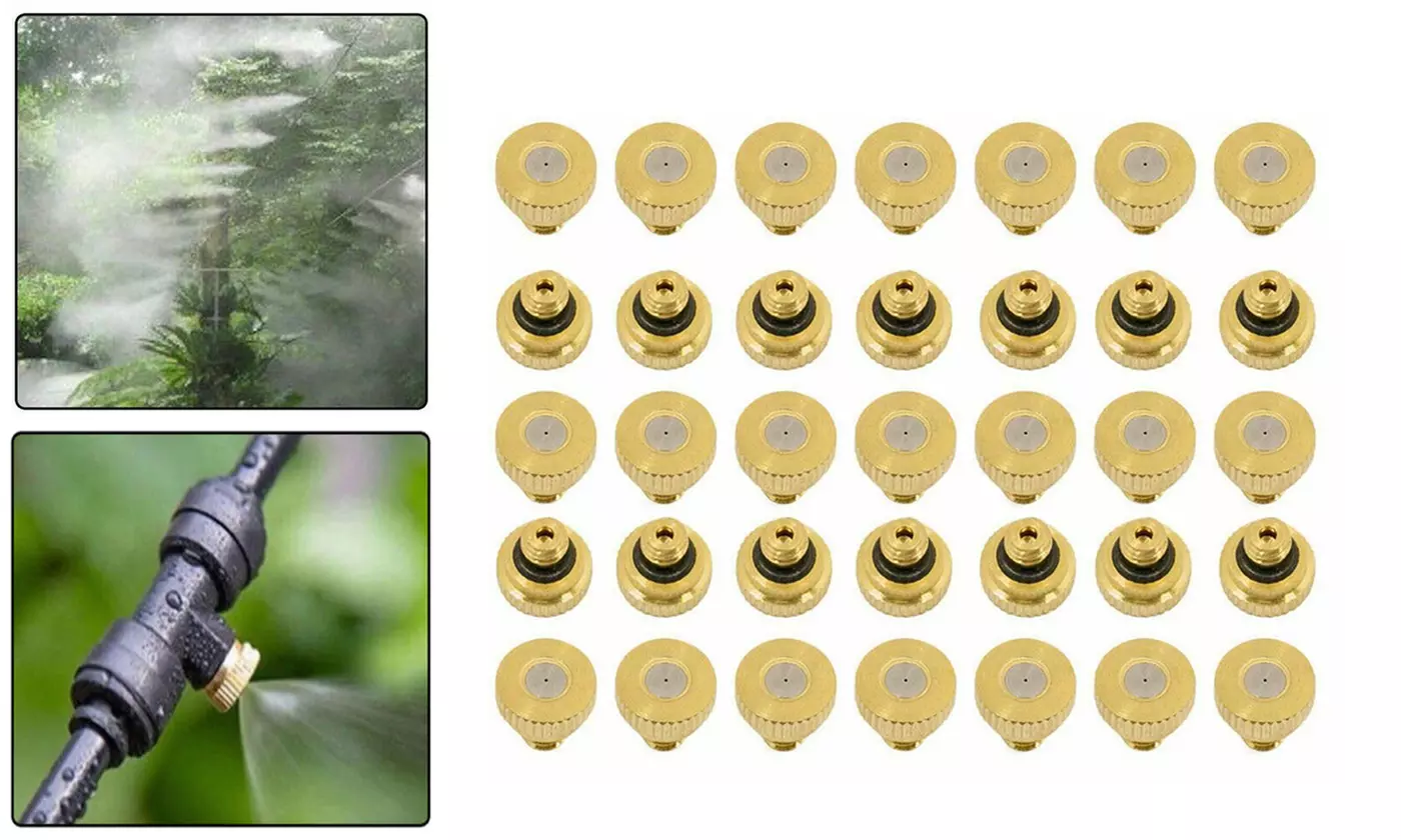 Brass Misting Nozzles Water Mister Sprinkle For Cooling System 10/24 - Primary Image