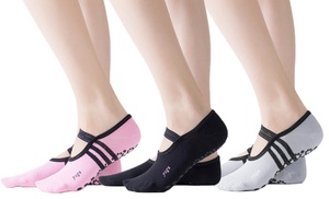 3-Pairs Non-Slip Yoga Socks f...