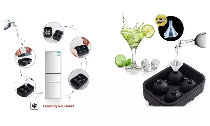 3D Skull Shape Silicone Whiskey Ice Cubes Maker Mold Trays Free Funnel - Second Medium