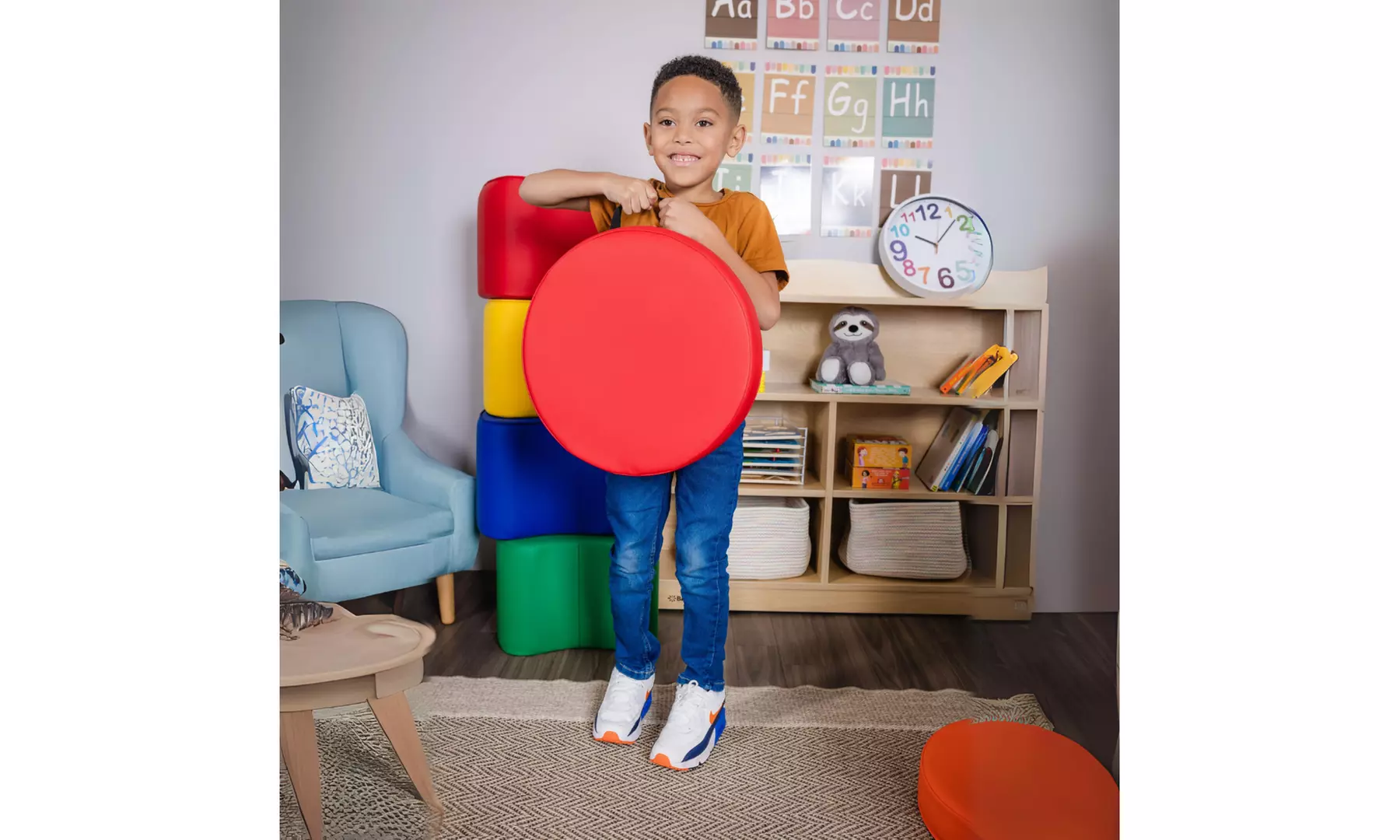 Bintiva Learning & Development Spot Marker 6 Set Round Vinyl Floor Cushions