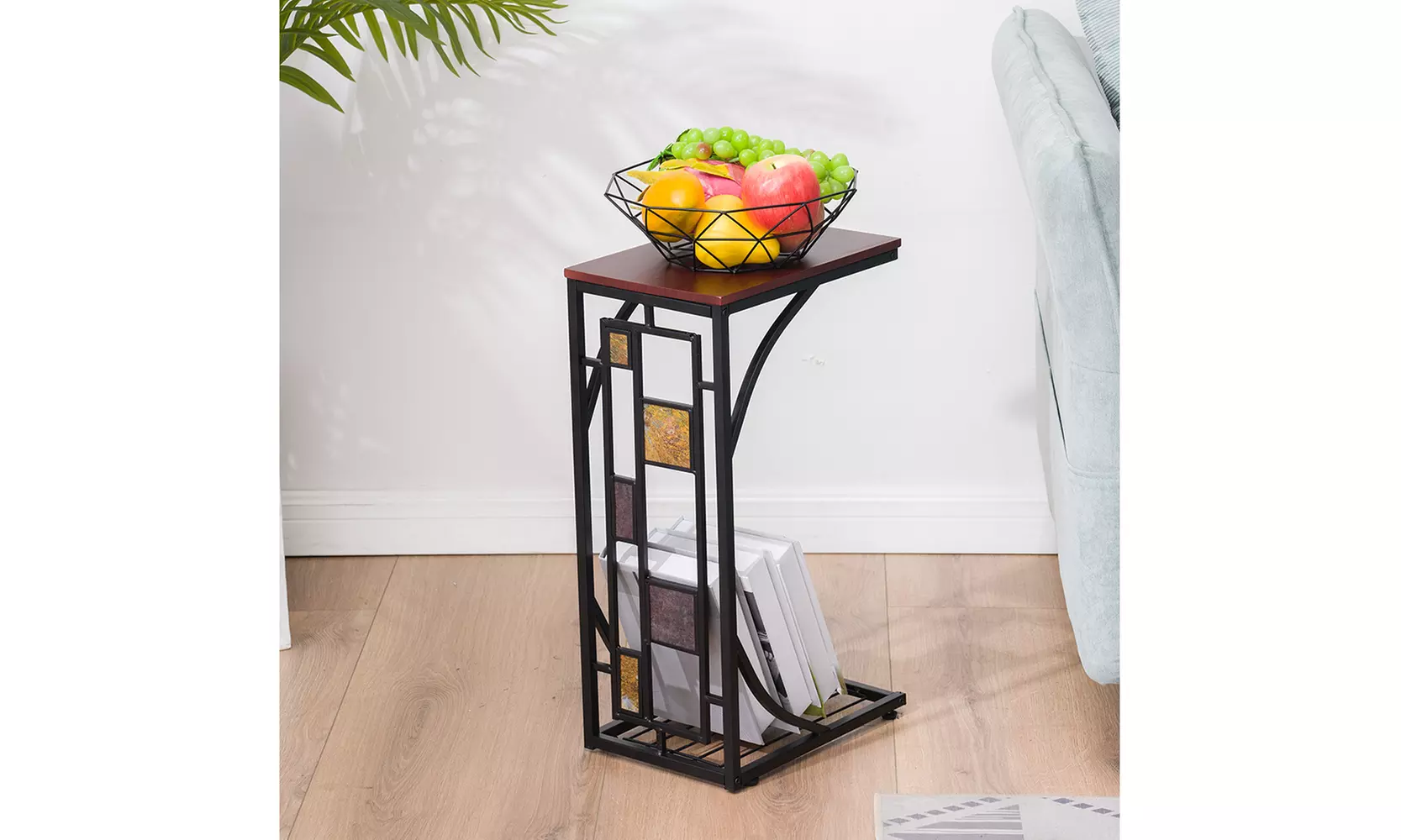 C-Shaped Side Sofa Snack Table Coffee Tray End Table Living Room Furniture - Primary Image