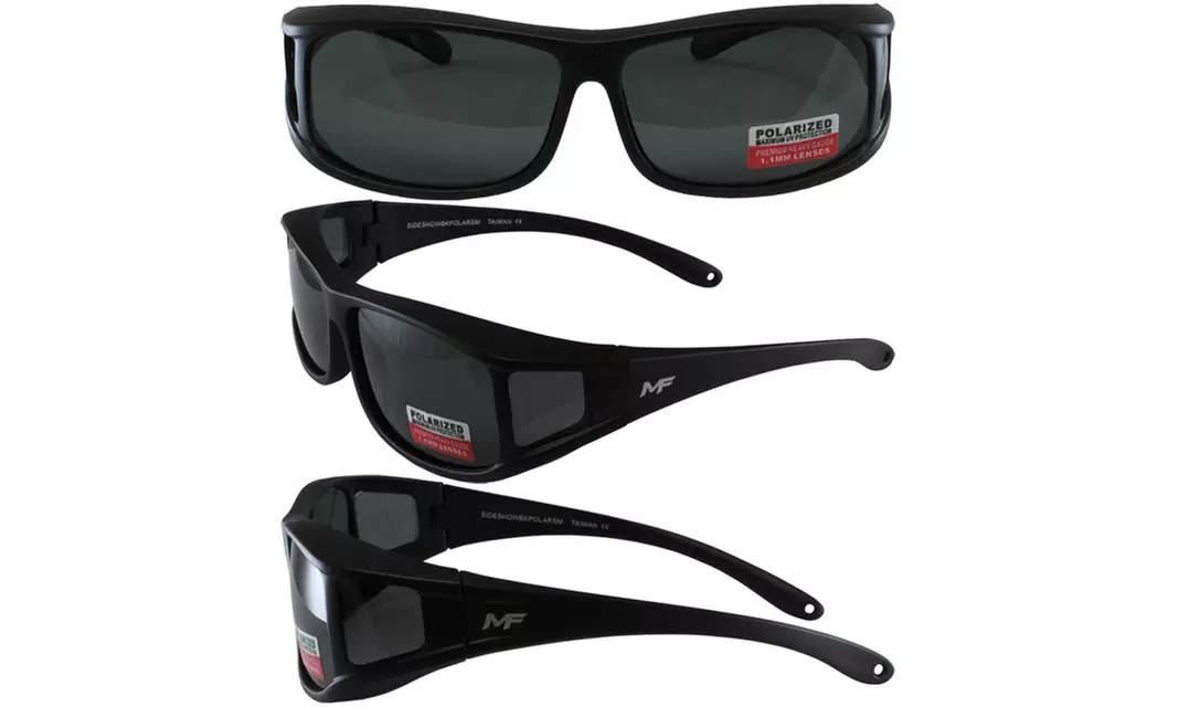 Black Frame Fitovers Polarized Smoke Lenses - Primary Image