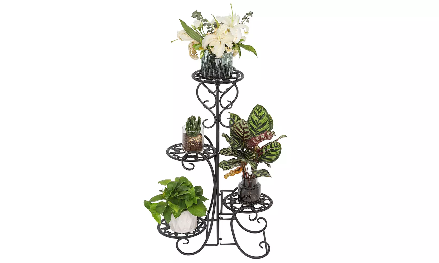 4 Potted Flower Metal Plant Pot Stand Decoration for Indoor Outdoor Garden
