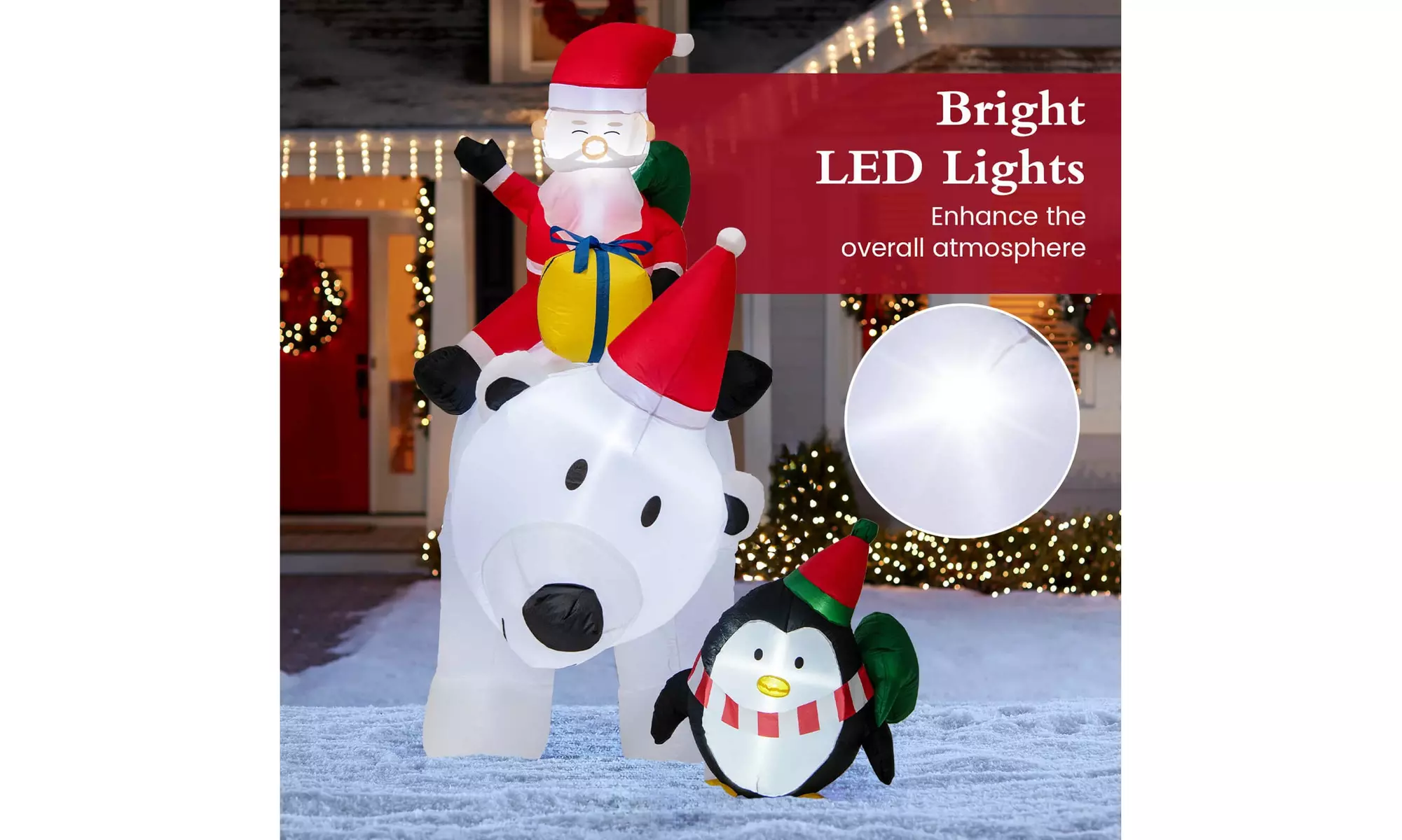 Costway Inflatable Christmas Santa Claus Helicopter Snowman Penguin Lights
