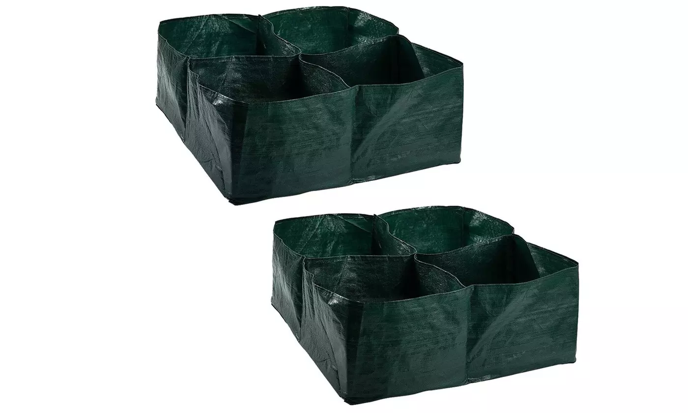 Raised Garden Planters Fabric Beds Grow Bags Planting Pots with 4 Divided Grids