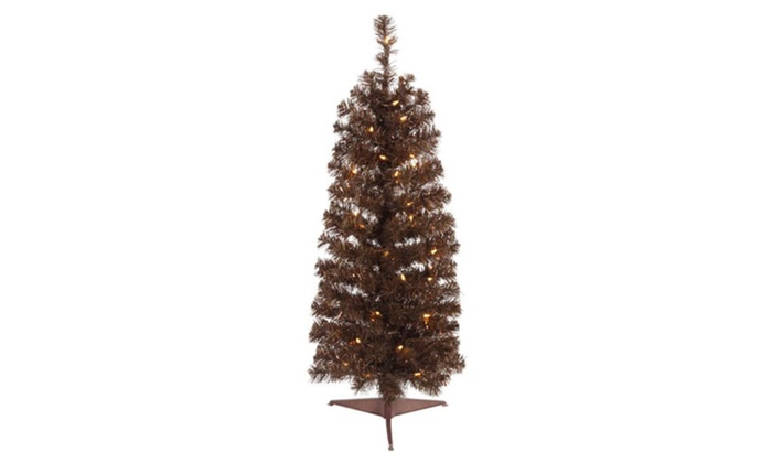3 Pre Lit Sparkling Chocolate Brown Artificial Christmas Tree 3 Pre Lit Sparkling Chocolate Brown Artificial Christmas Tree