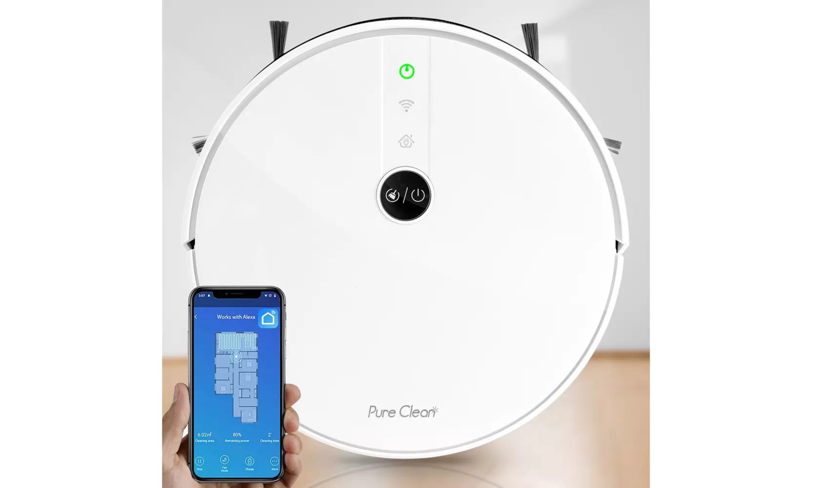 PureClean Digital Robot Cleaning Vacuum with WiFi App & Wireless Remote Control - Primary Image