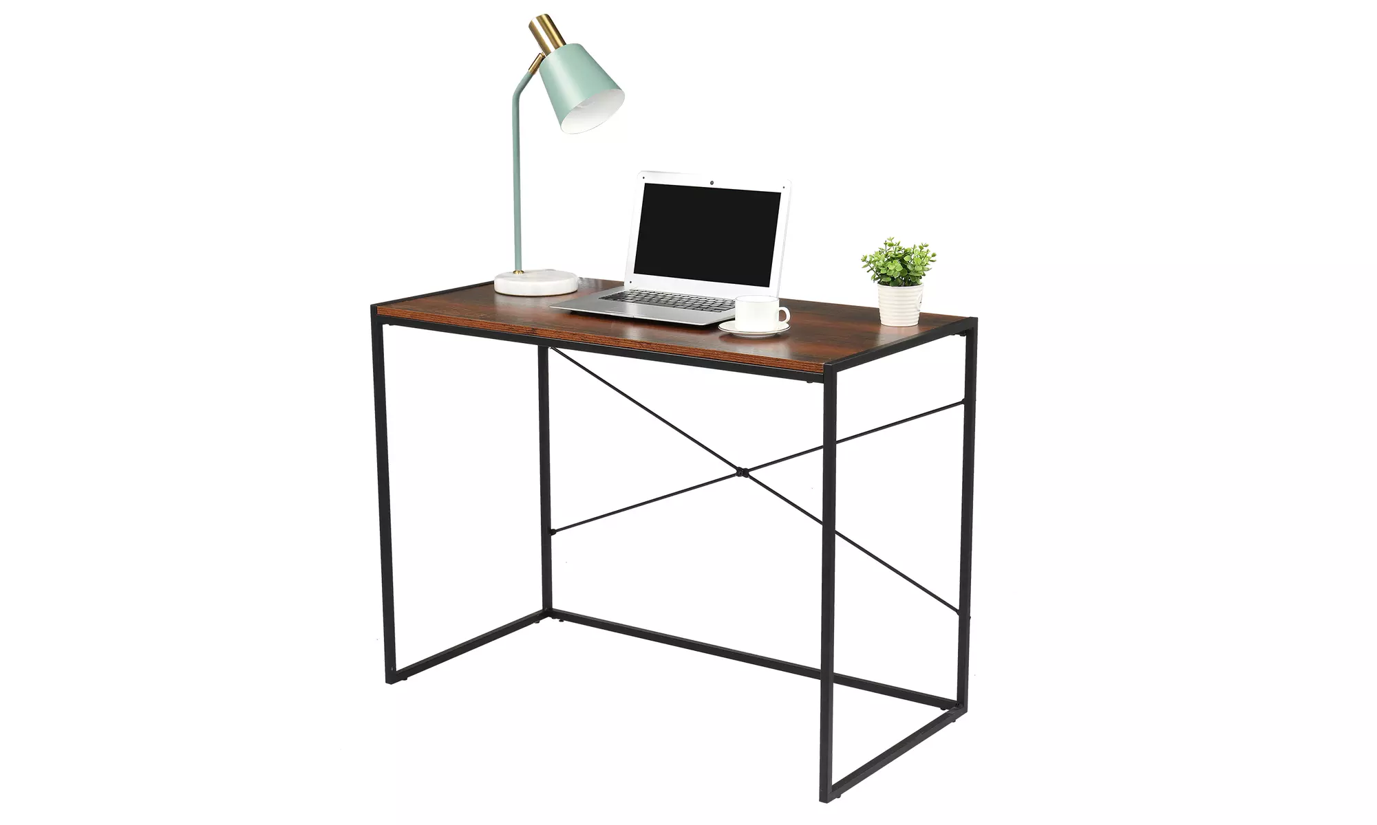 100*50*75cm MDF Paste Triamine Simple Cross Computer Desk Black Paint - Primary Image