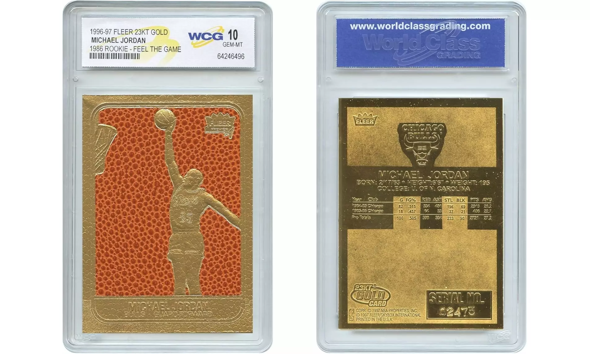 1996 Michael Jordan Fleer '86 Rookie Feel the Game N/S 23K Gold Card GemMint10 - Primary Image