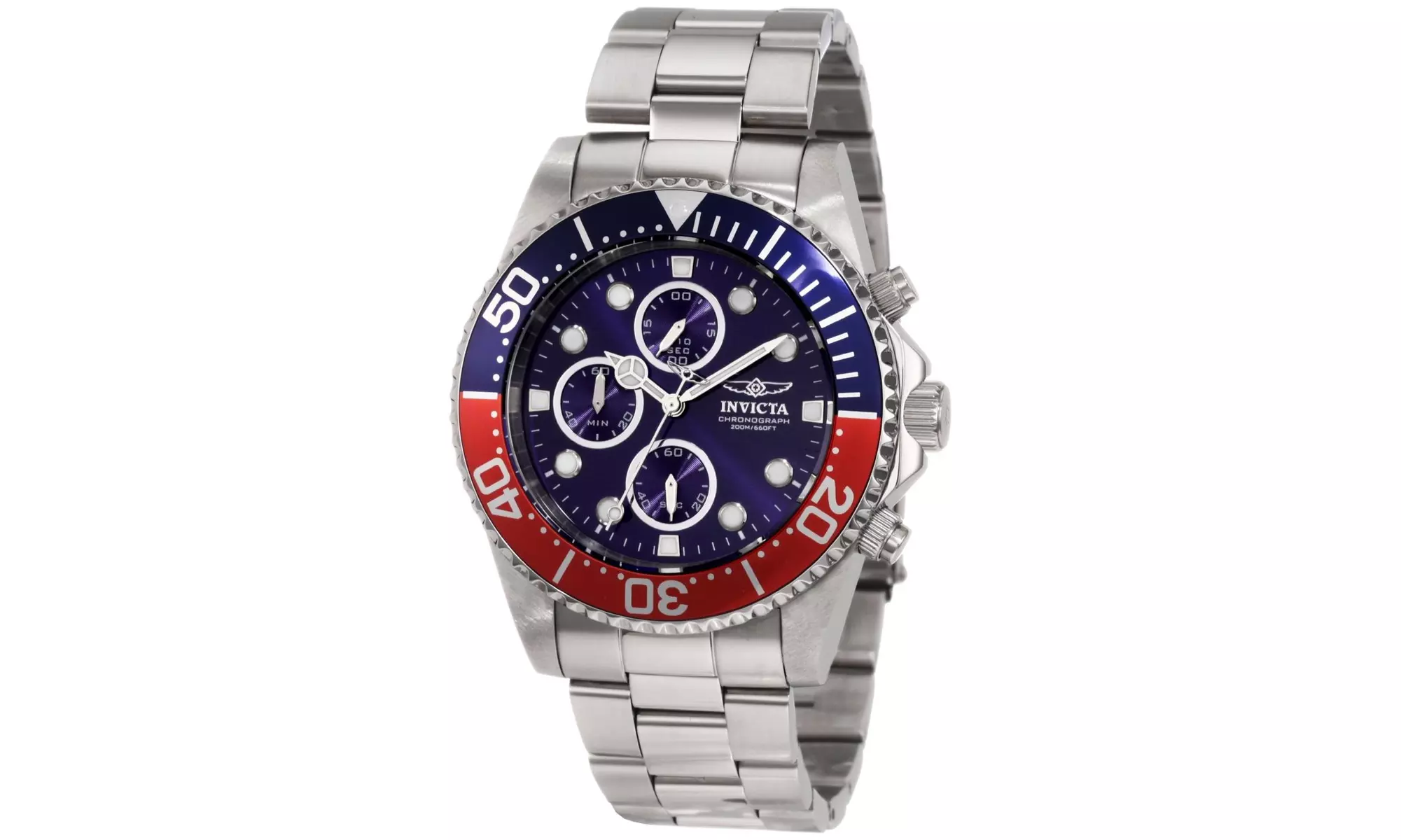 Invicta 1771 Men's Pro Diver Stainless Steel Blue Dial Chronograph Dive Watch - Primary Image
