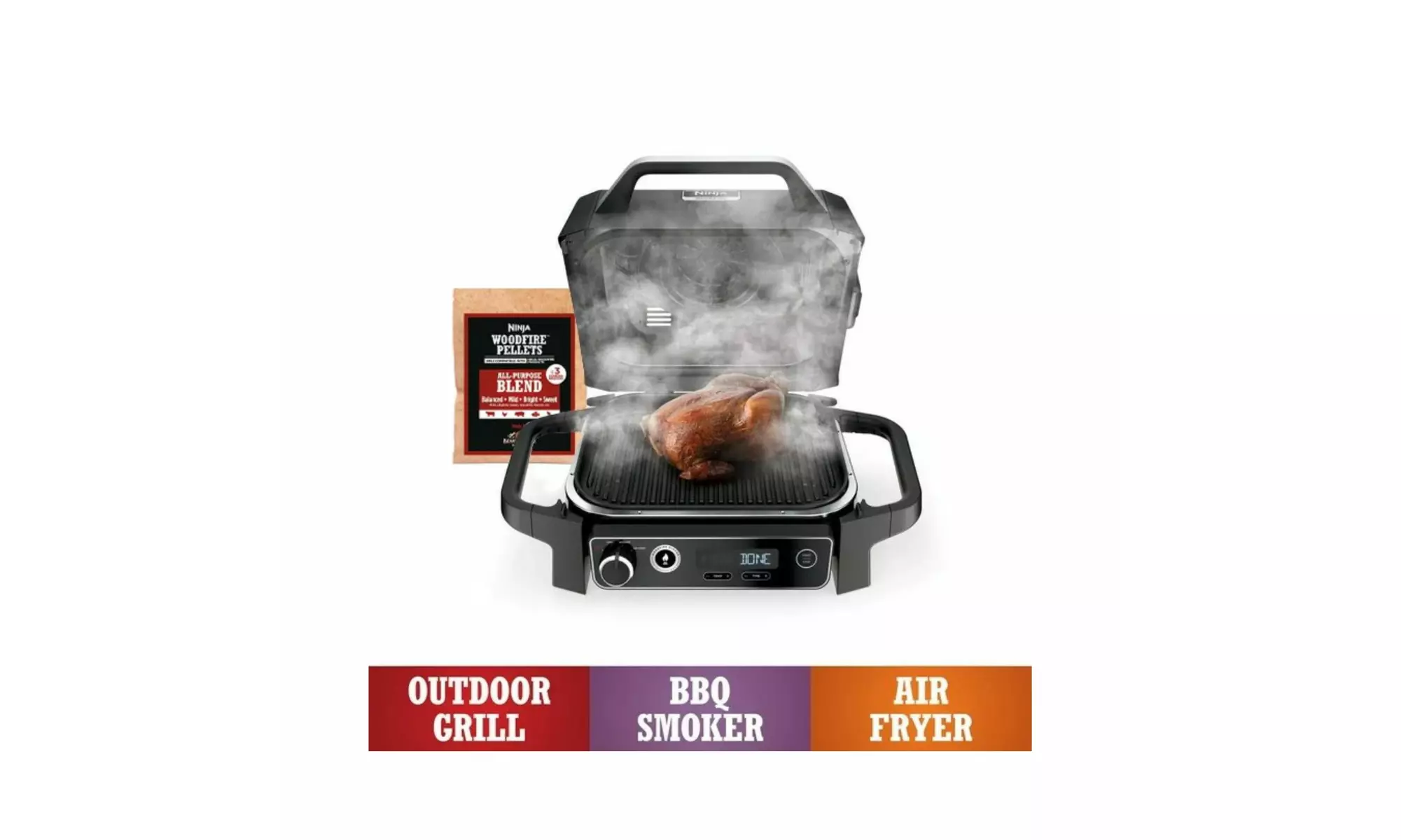 Ninja OG700 Woodfire 3-in-1Outdoor Grill Smoker Outdoor (Black)- Renewed - Primary Image