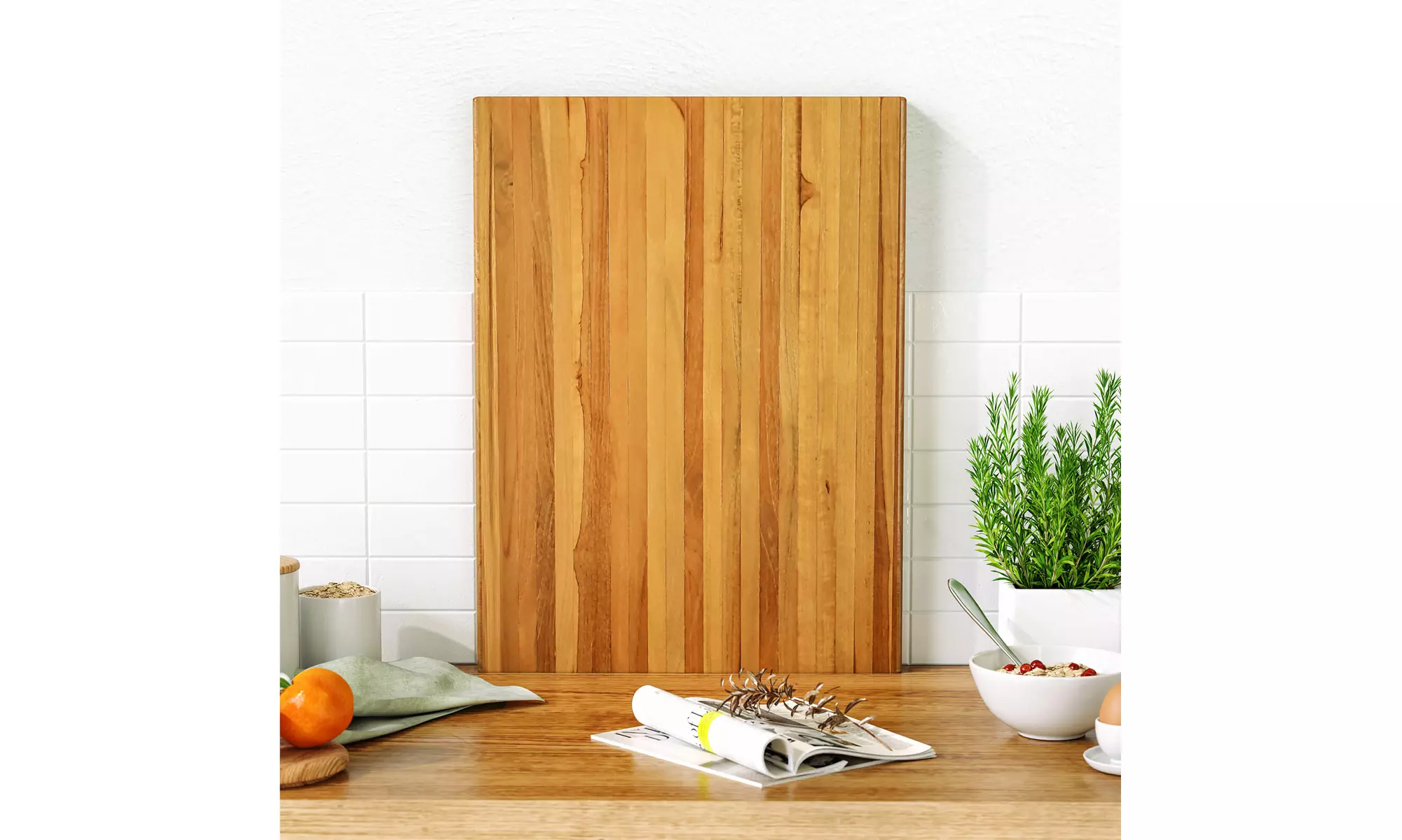 Costway Teak Wood Cutting Board Extra Large 24" Reversible Cutting Board