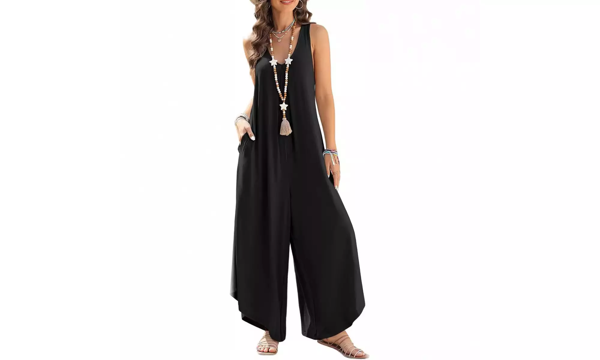 Women's Oversized Wide Leg Breezy Jumpsuit - Second Medium