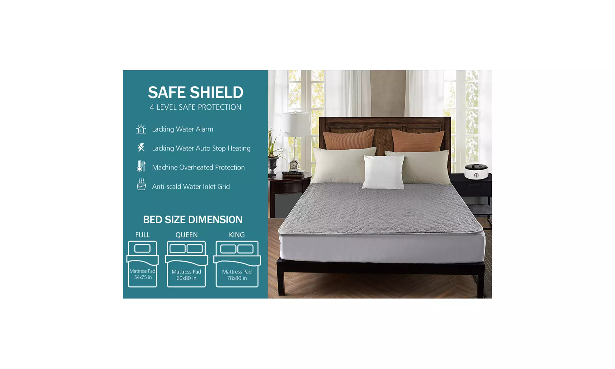 MerryHome Water Heated Mattress Pad,Mattress Topper Safe And Radiation-Free