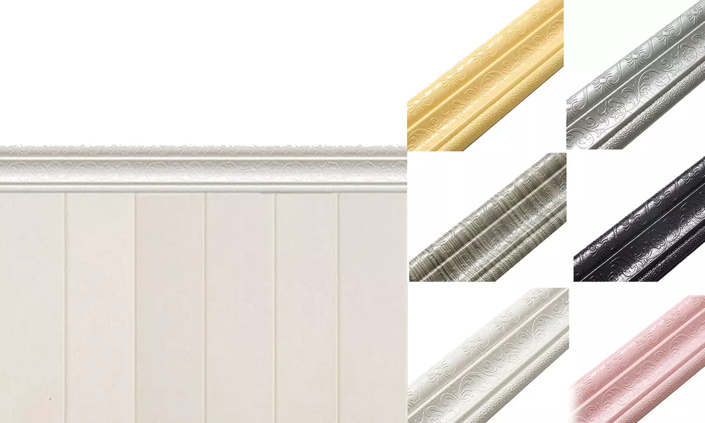 Waterproof 3D Pattern Wallpaper Border Baseboard Foam Wall Decor Sticker - Primary Image