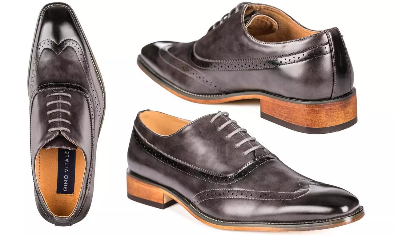 Gino Vitale Men's Wing Tip Oxford Dress Shoes - Second Medium