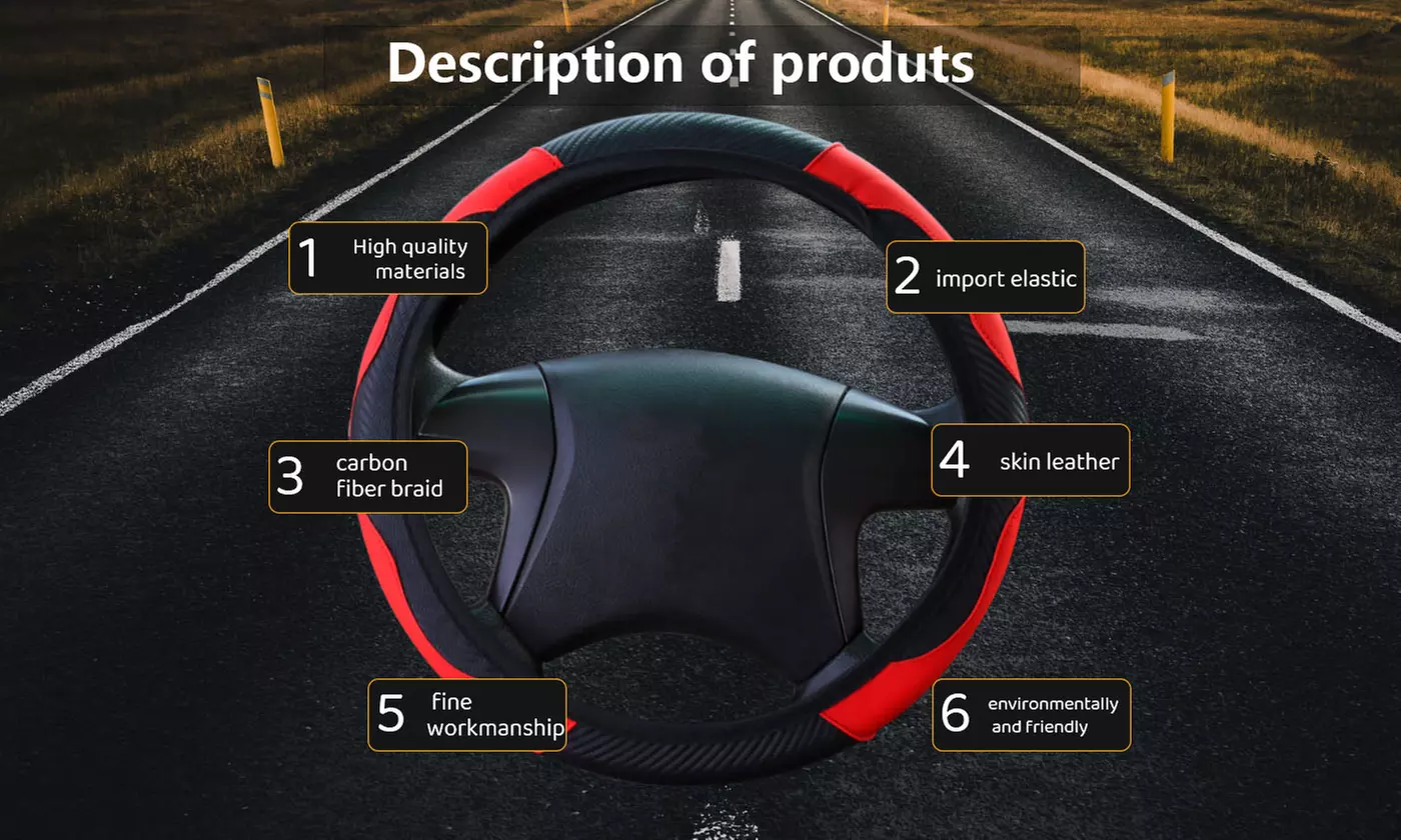 Universal 15 inch Microfiber Leather Auto Car Steering Wheel Cover