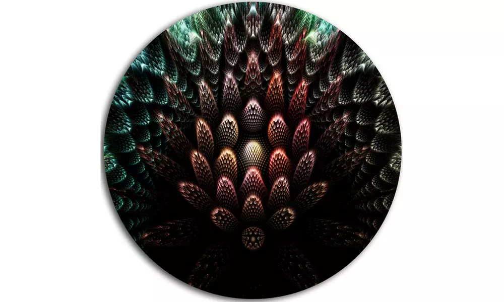 Fractal 3D Flower Fantasy' Abstract Circle Metal Wall Art - Second Medium
