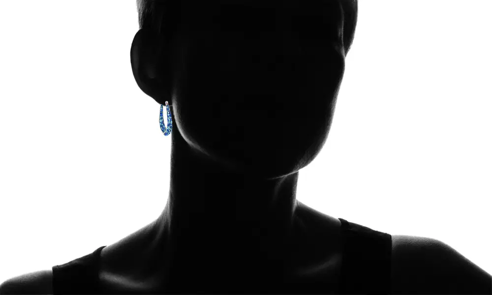 Inside Out Blue Crystal Hoop Earrings W/2.00CT Stud With Crystals From Swarovski