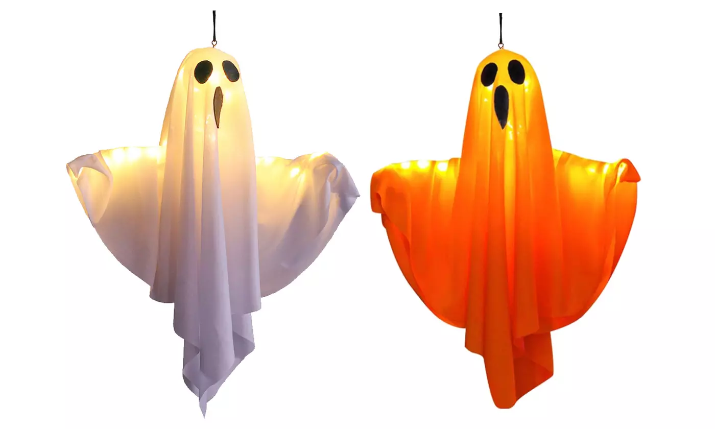 Halloween Light Up Hanging Glowing Ghost Pumpkin Flying Ghost Decoration
