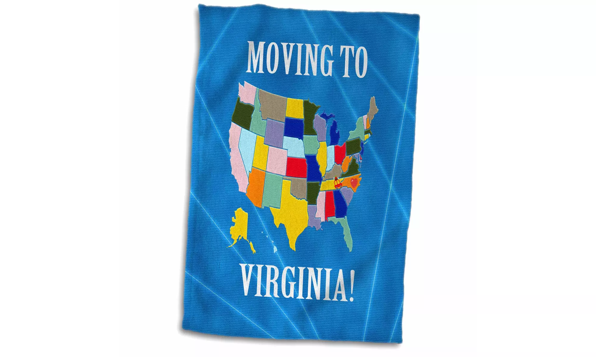  Towel - United States Map, Moving to Virginia, Heart and Car with Luggage  - Primary Image
