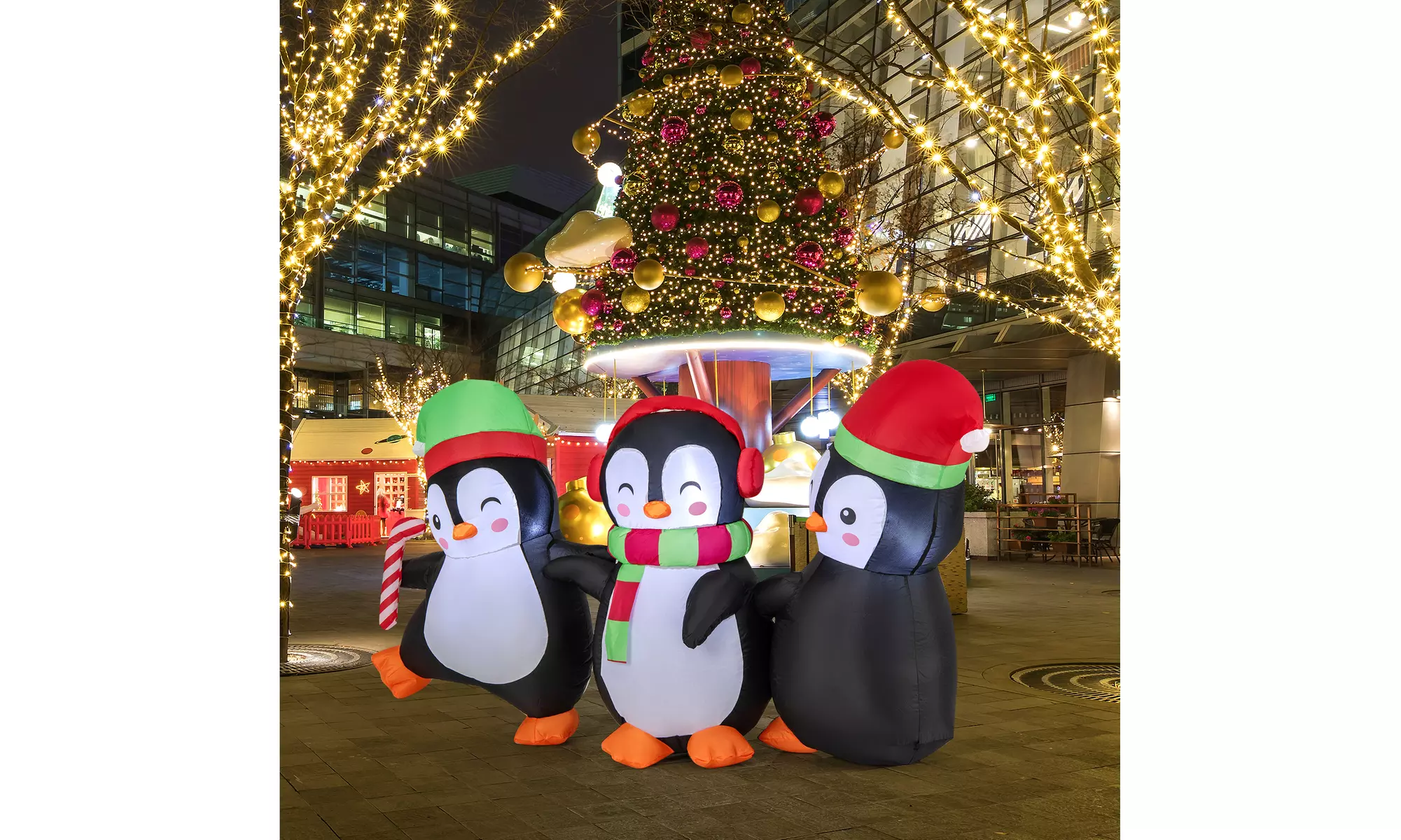 Costway Inflatable Christmas Santa Claus Helicopter Snowman Penguin Lights
