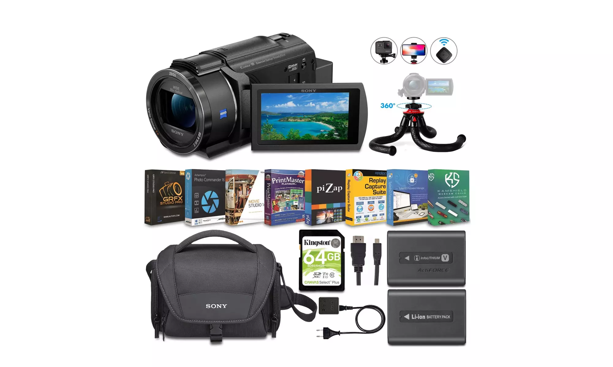 Sony FDR-AX43 4K UHD Handycam Camcorder Content Creator Bundle - Primary Image