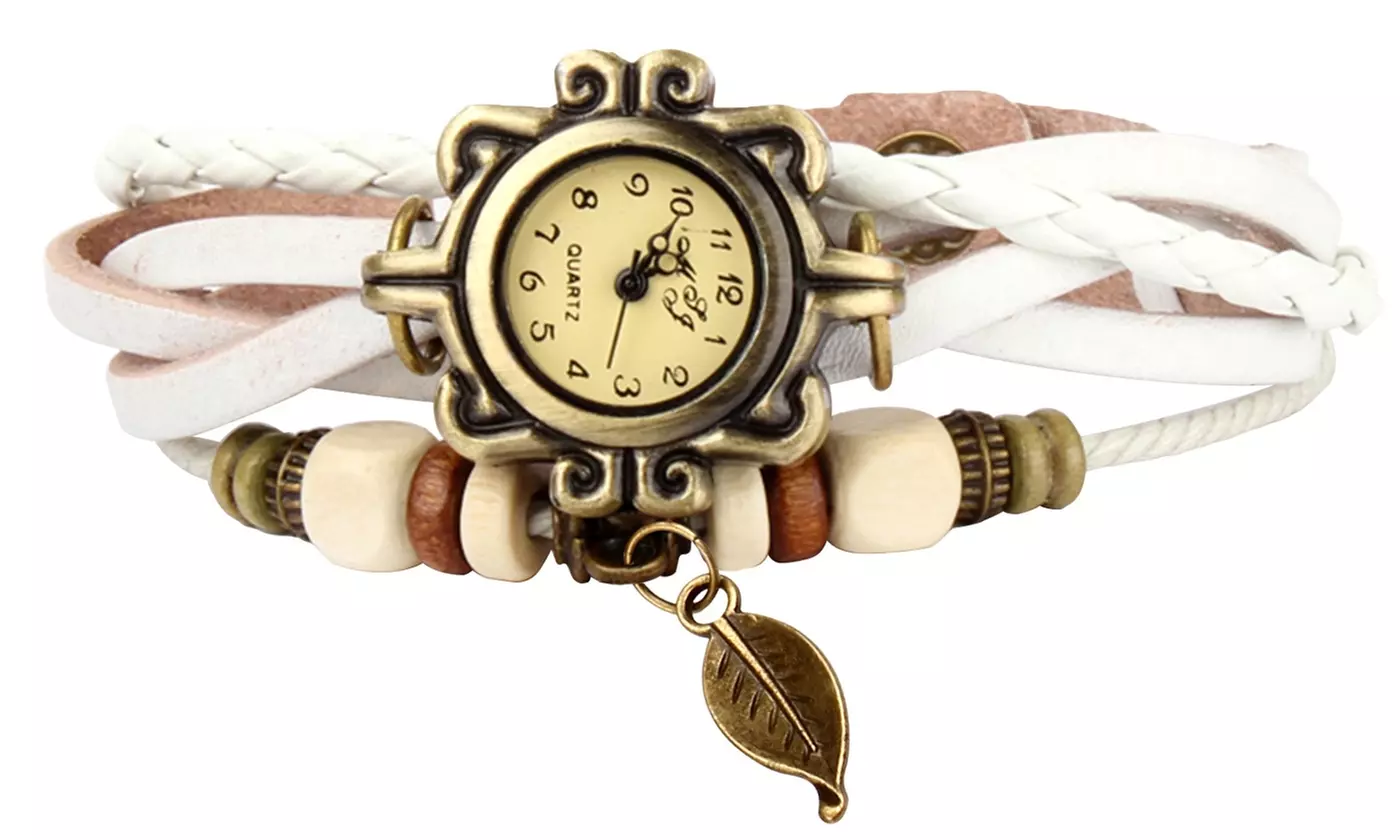 Women's Vintage Bohemian Vegan Leather Watch  (Charm And Color Choices)
