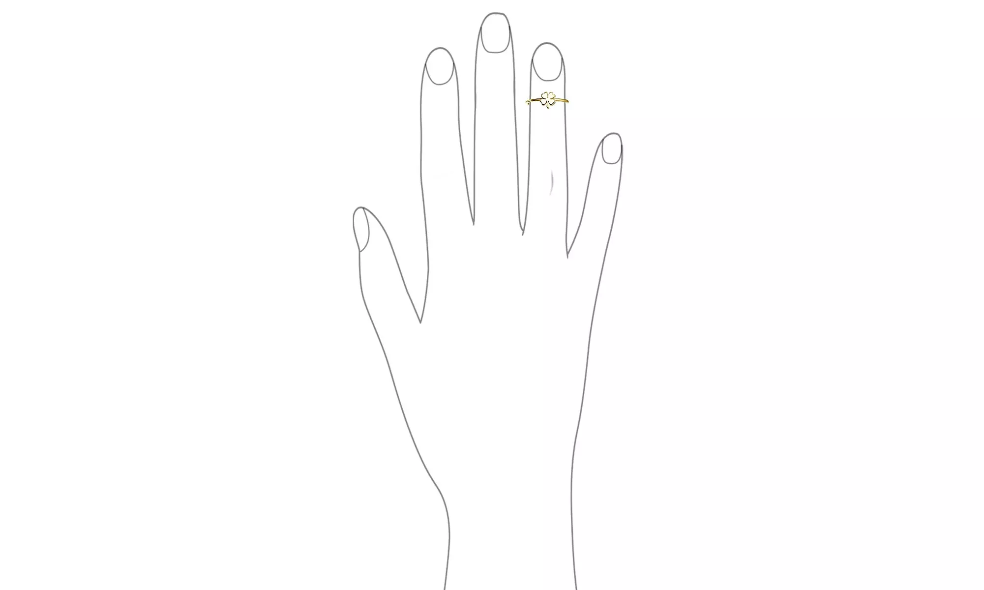 Gold Plated 925 Silver Lucky Four Leaf Clover Midi Ring - Second Medium