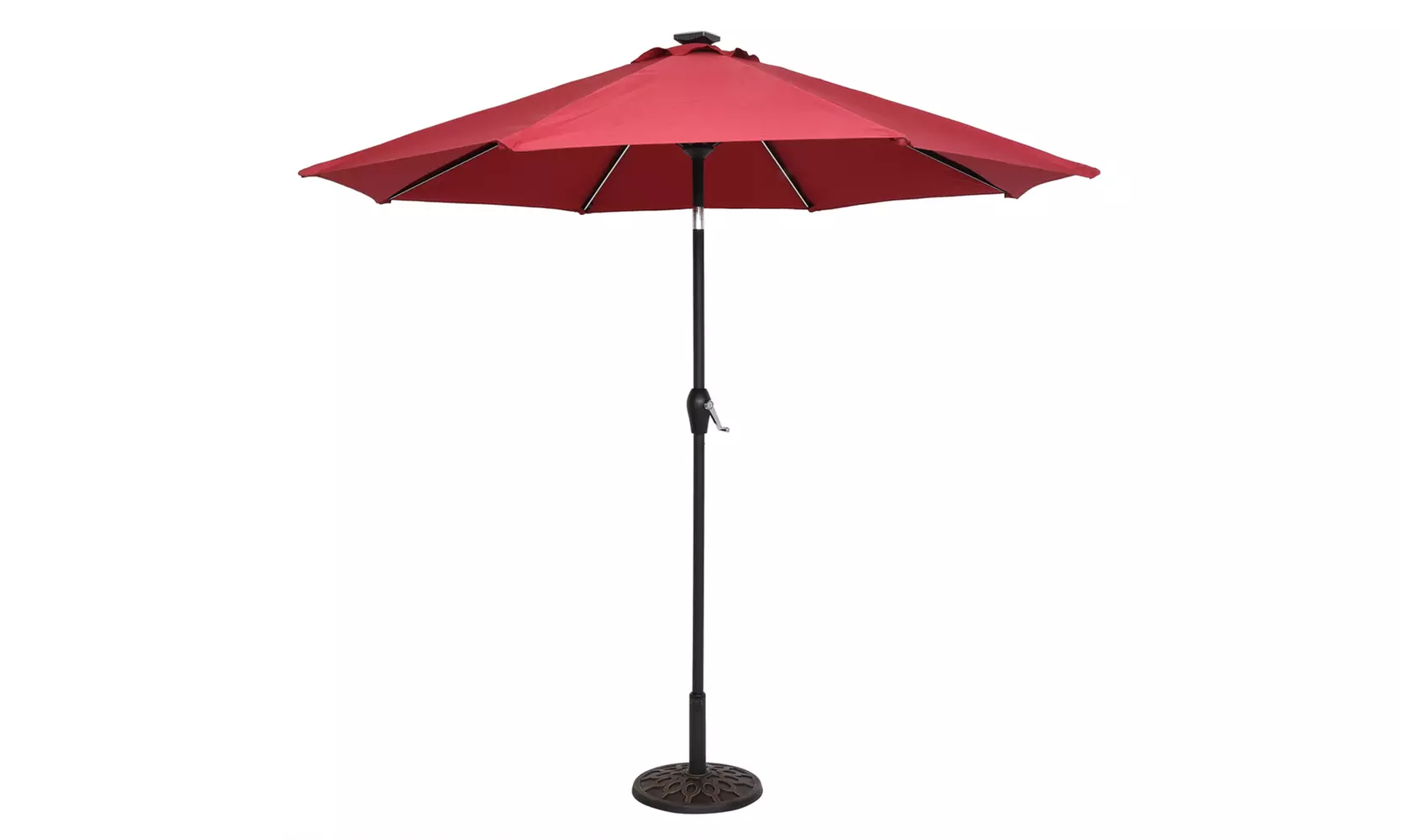 9FT Strip Light Umbrella Waterproof Folding Sunshade Tent Red - Primary Image