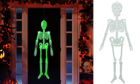 5ft Halloween Luminous Skeleton Full Body Glow-in-Dark Skeleton Hanging Decor Black