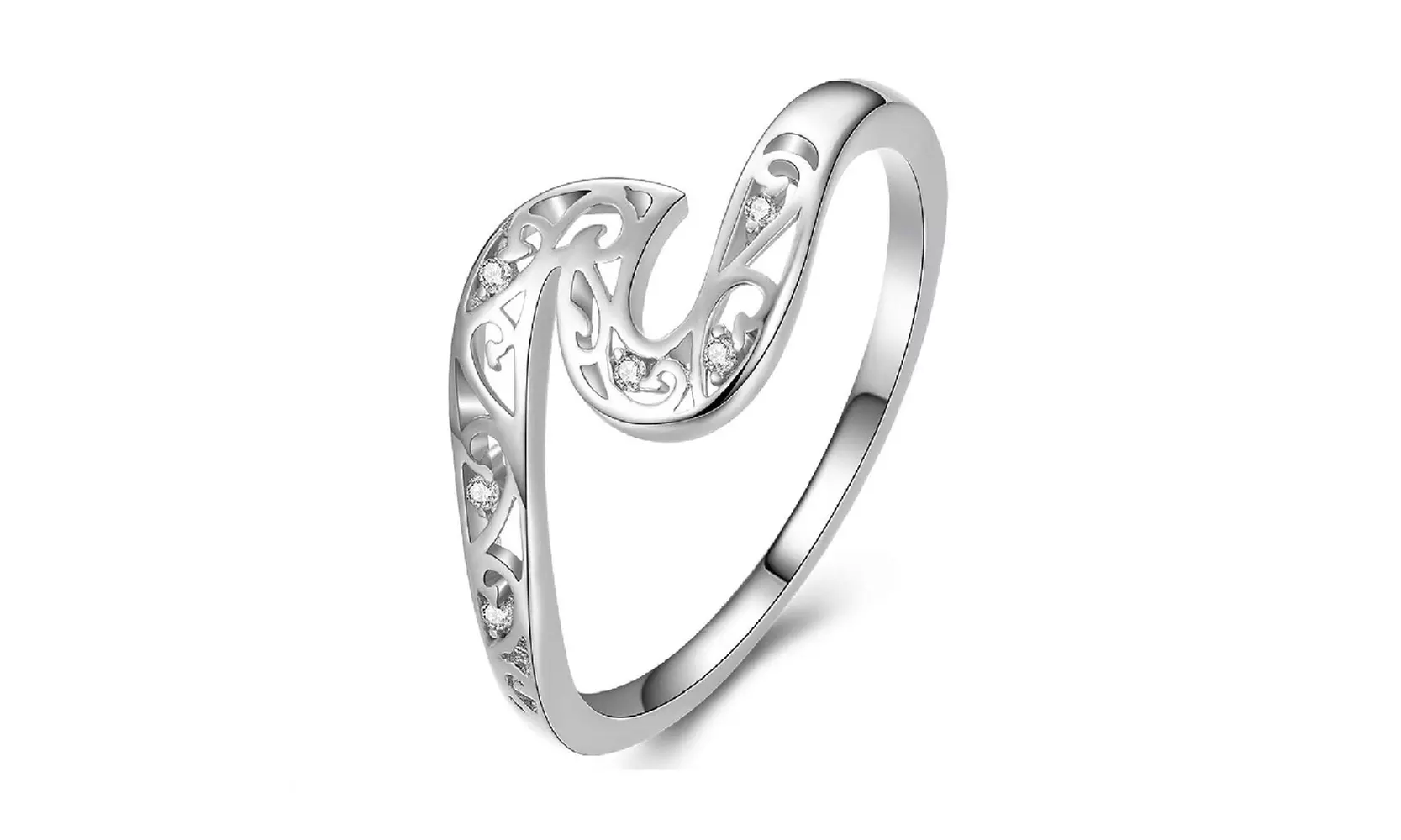 Sterling Silver Tidal Wave Ring with crystals from Swarovski