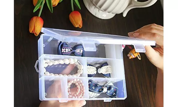 2-Pack 24 Grids Plastic Storage Box Jewelry Earring Tool Containers Organizer