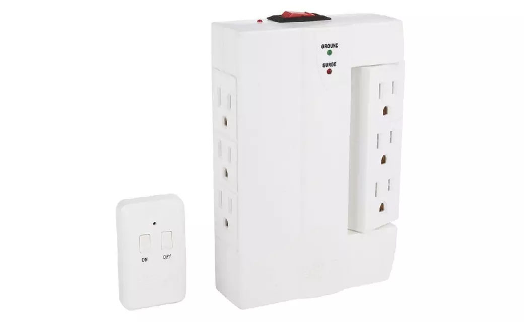 Side Socket Si211124 6-outlet Power Strip With Remote, White - Primary Image